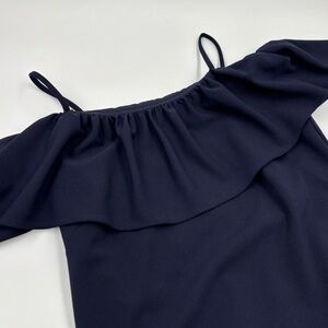 Lauren Ralph Lauren Women's 8 Polyester LinedNavy Off-Shoulder A-line Mini Dress